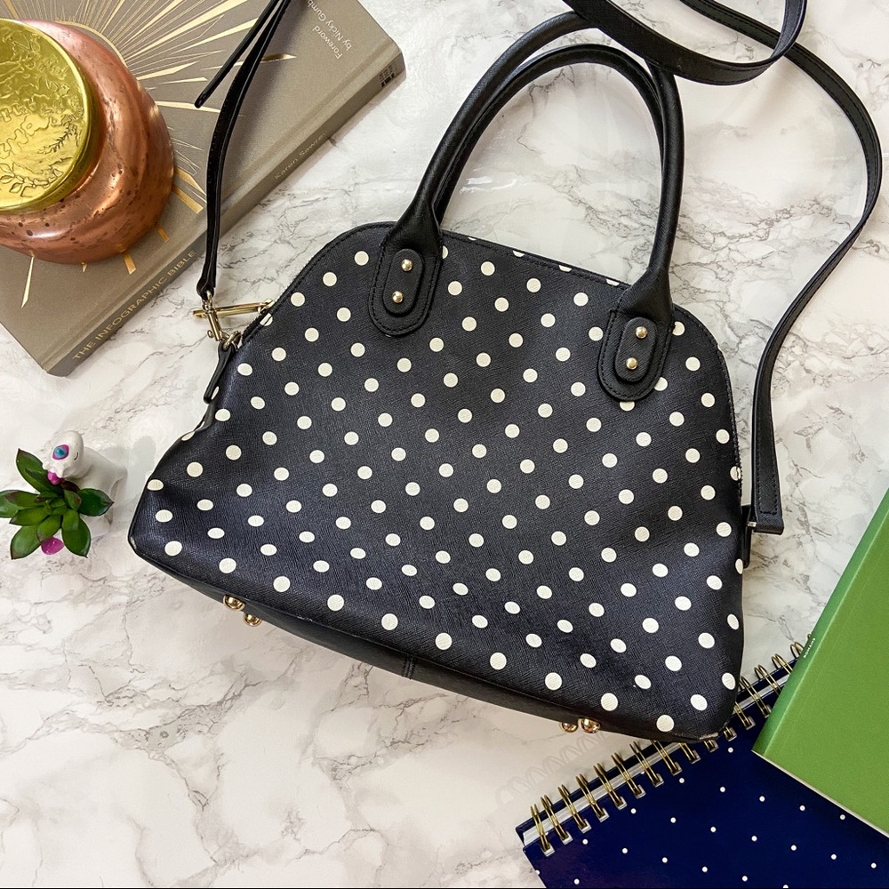 Talbots Dot Top Handle Leather Satchel